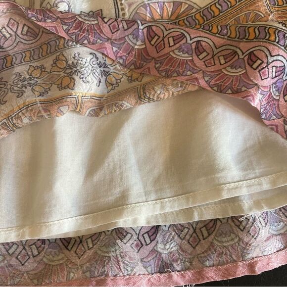 Anthropologie Flora Silk Blouse Balloon Sleeve XS Egyptian Boho Pattern - Picture 11 of 15